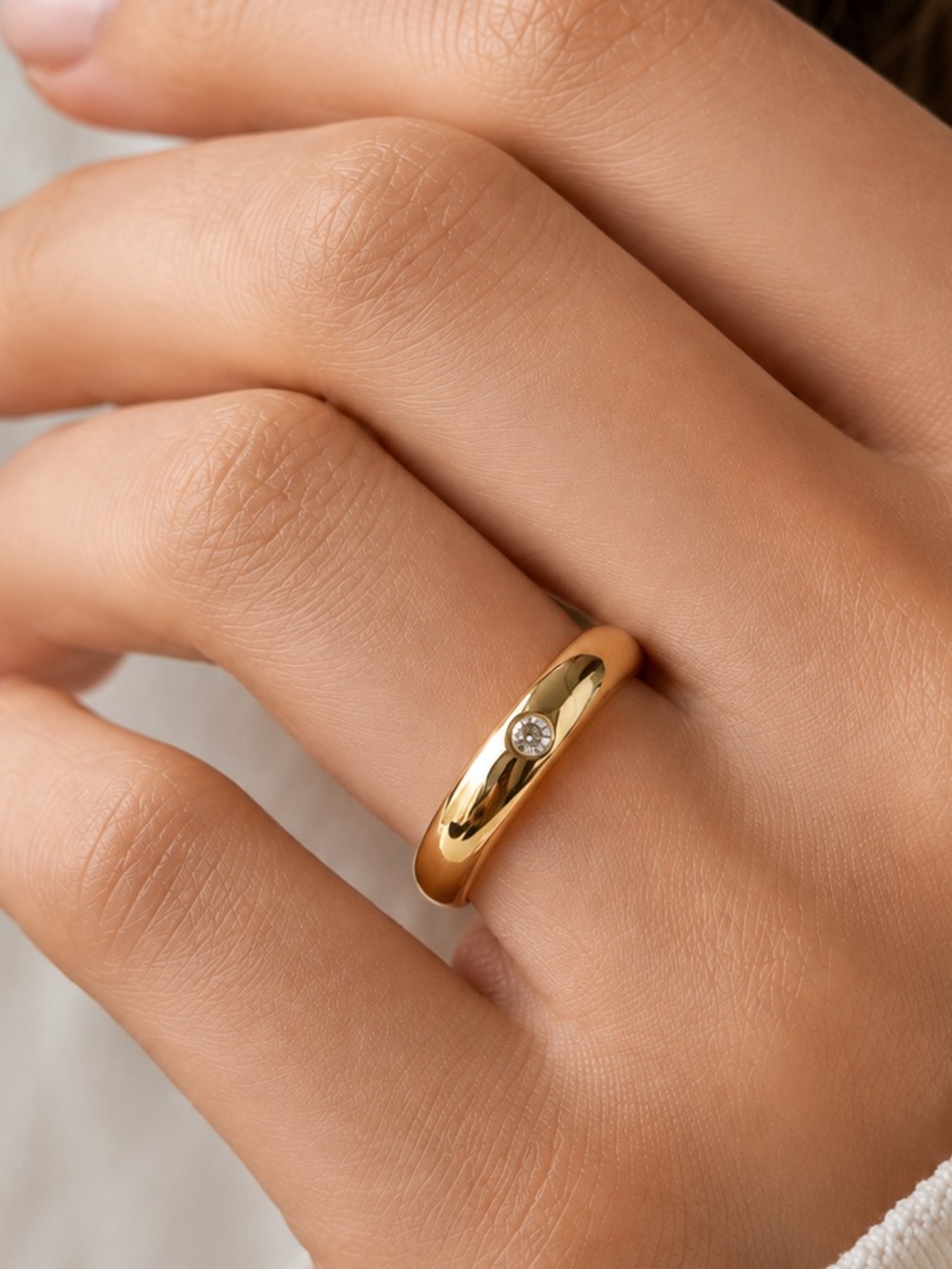 Milor Gold 14K Gold Electroform CZ RIng Sz. 7